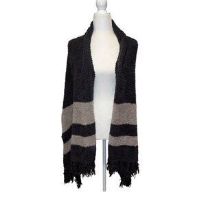 Barefoot Dreams CozyChic Striped Shawl Wrap With Fringe Edges One Size